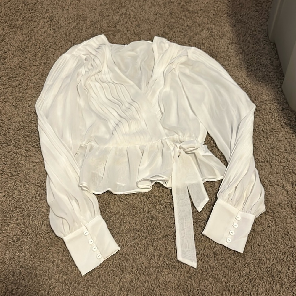 White faux wrap blouse from Express size small